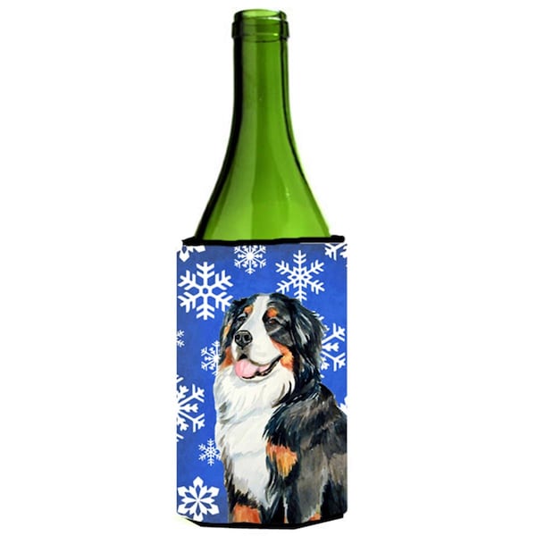 Carolines Treasures Bernese Mountain Dog Winter Snowflakes Holiday Wine bottle sleeve Hugger - 24 oz. - LH9289LITERK