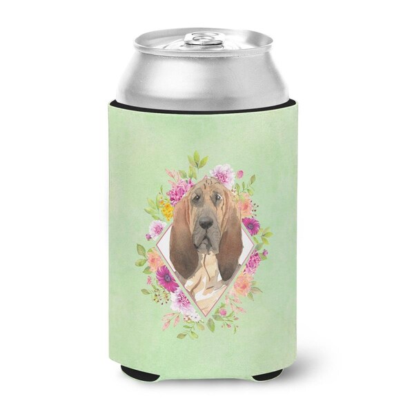 Carolines Treasures Bloodhound Green Flowers Can or Bottle Hugger - CK4419CC