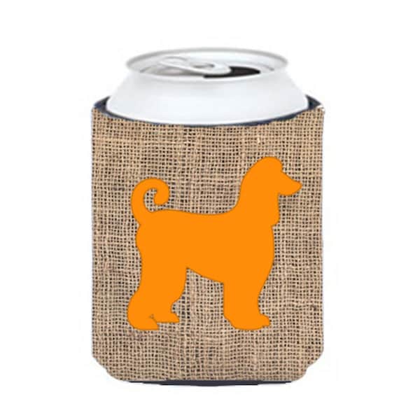 Carolines Treasures Afghan Hound Burlap And Orange Can Or Bottle  Hugger - BB1066-BL-OR-CC
