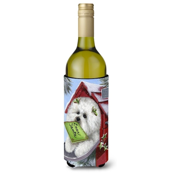Carolines Treasures 24 oz Bichon Frise Santas List Christmas Wine Bottle Hugger - PPP3025LITERK