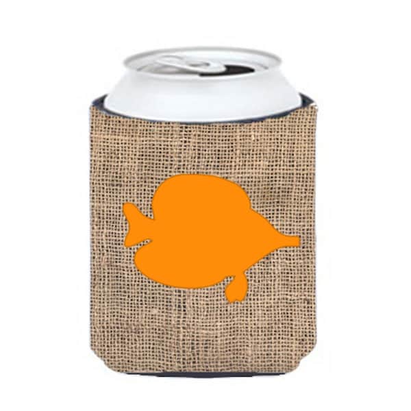 Carolines Treasures Fish - Tang Fish Burlap and Orange Can or Bottle  Hugger - BB1023-BL-OR-CC