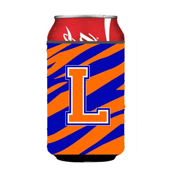 Carolines Treasures Letter L Initial Monogram - Tiger Stripe - Blue Orange Can Or Bottle  Hugger - CJ1023-LCC