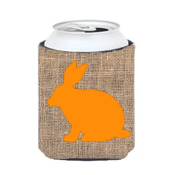 Carolines Treasures Rabbit Burlap and Orange Can or Bottle  Hugger - BB1002-BL-OR-CC