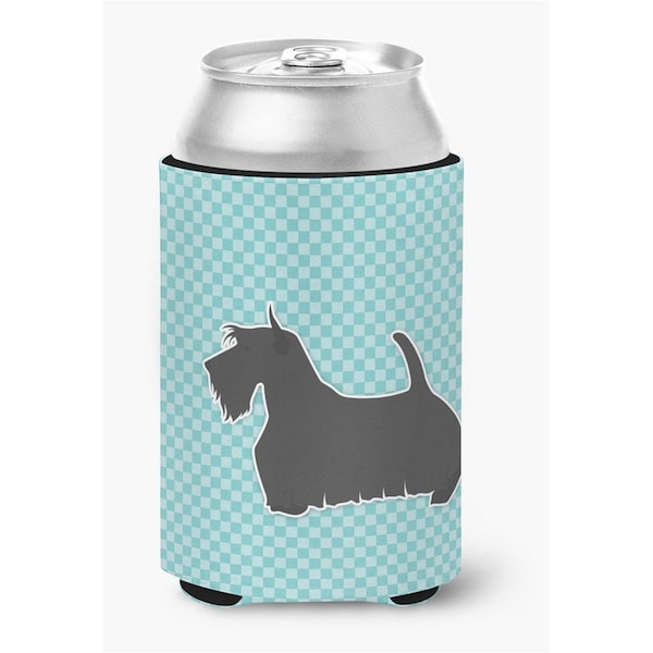 Carolines Treasures Scottish Terrier Checkerboard Blue Can or Bottle Hugger - BB3769CC