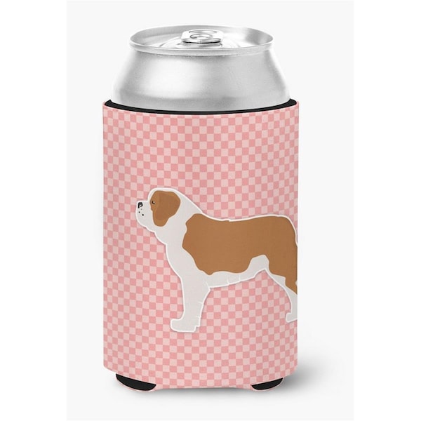 Carolines Treasures Saint Bernard Checkerboard Pink Can or Bottle Hugger - BB3676CC