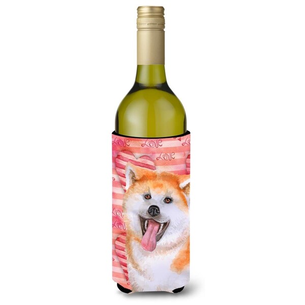 Carolines Treasures Akita Love Wine Bottle Beverge Insulator Hugger - BB9790LITERK