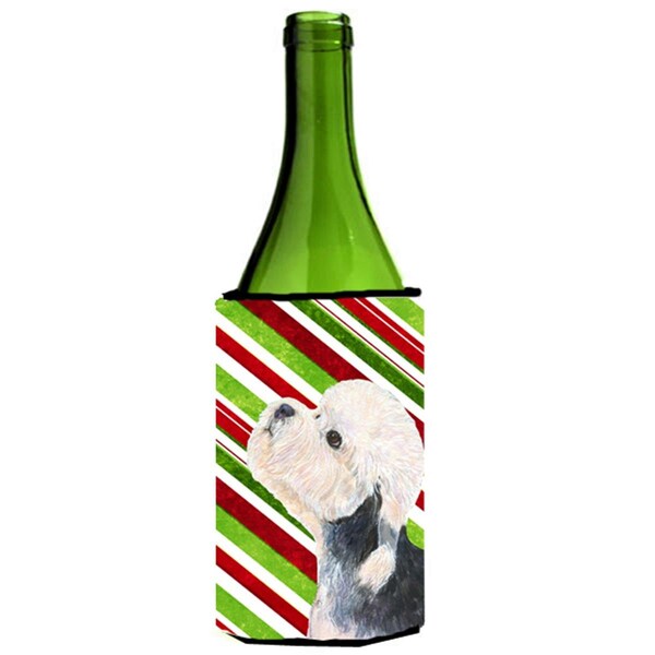 Carolines Treasures Dandie Dinmont Terrier Candy Cane Holiday Christmas Wine Bottle   Hugger - 24 oz. - SS4572LITERK