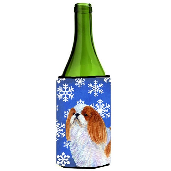 Carolines Treasures English Toy Spaniel Winter Snowflakes Holiday Wine bottle sleeve Hugger - 24 oz. - SS4645LITERK
