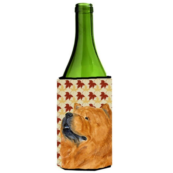 Carolines Treasures Chow Chow Fall Leaves Portrait Wine bottle sleeve Hugger - 24 oz. - SS4354LITERK