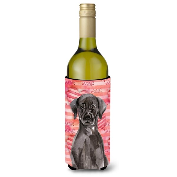 Carolines Treasures Black Labrador Love Wine Bottle Beverge Insulator Hugger - BB9468LITERK