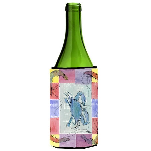Carolines Treasures Crab And Shrimp Wine bottle sleeve Hugger - 24 Oz. - 8021LITERK