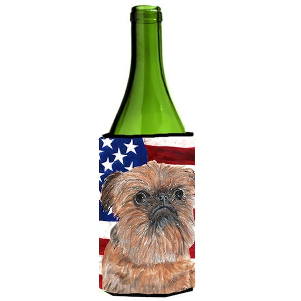 Carolines Treasures Brussels Griffon Usa American Flag Wine Bottle   Hugger - 24 oz. - SC9516LITERK