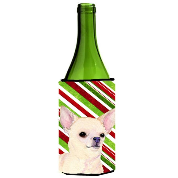 Carolines Treasures Chihuahua Candy Cane Holiday Christmas Wine Bottle  Hugger - 24 oz. - SS4541LITERK