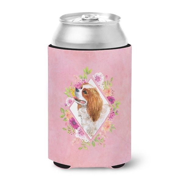 Carolines Treasures Cavalier King Charles Spaniel Pink Flowers Can or Bottle Hugger - CK4126CC