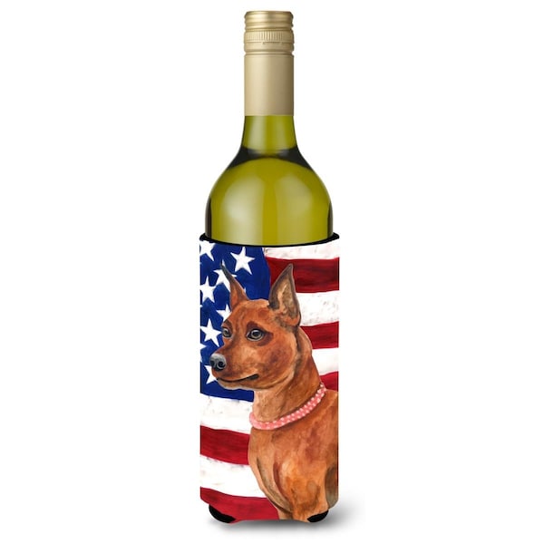 Carolines Treasures Miniature Pinscher Patriotic Wine Bottle Beverge Insulator Hugger - BB9656LITERK