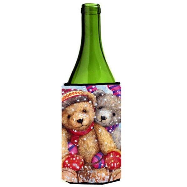 Carolines Treasures Winter Snow Teddy Bears Wine Bottle Can cooler Hugger - CDCO0461LITERK
