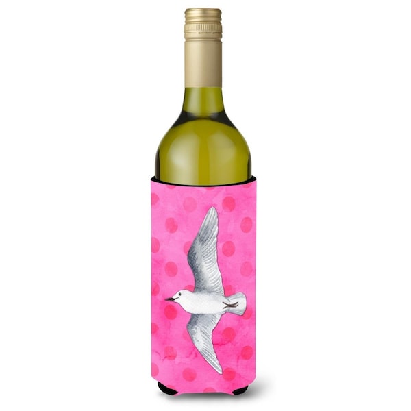 Carolines Treasures Sea Gull Pink Polkadot Wine Bottle Beverge Insulator Hugger - BB8229LITERK