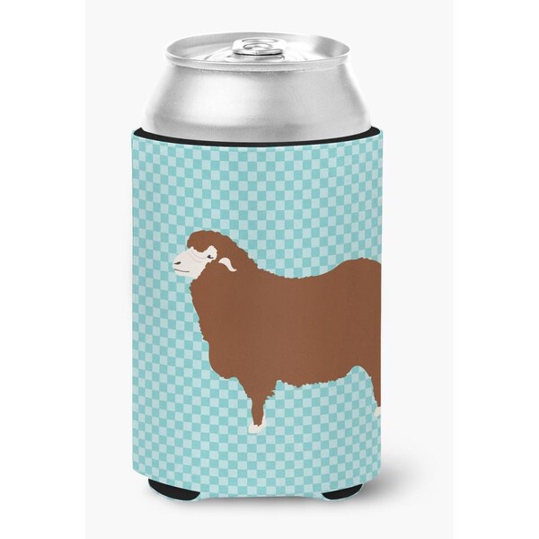 Carolines Treasures Merino Sheep Blue Check Can or Bottle Hugger - BB8155CC