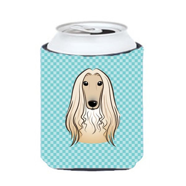 Carolines Treasures Checkerboard Blue Afghan Hound Can Or Bottle Hugger- 12 Oz. - BB1182CC