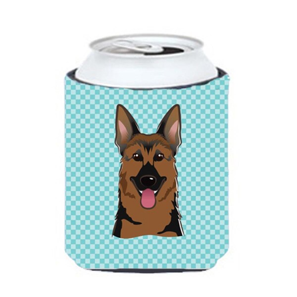 Carolines Treasures Checkerboard Blue German Shepherd Can Or Bottle Hugger- 12 Oz. - BB1149CC