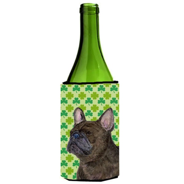 Carolines Treasures French Bulldog St. Patricks Day Shamrock Portrait Wine bottle sleeve Hugger - 24 oz. - SS4450LITERK