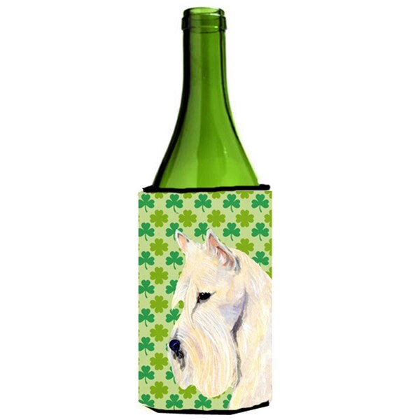 Carolines Treasures Scottish Terrier St. Patricks Day Shamrock Portrait Wine bottle sleeve Hugger - 24 oz. - SS4461LITERK