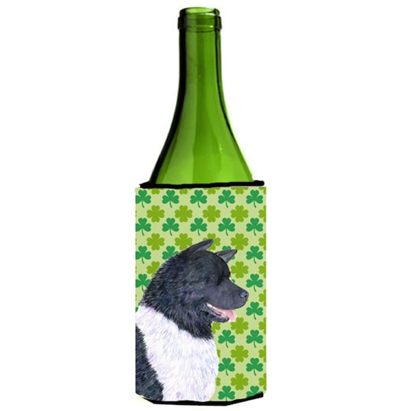 Carolines Treasures Akita St. Patricks Day Shamrock Portrait Wine bottle sleeve Hugger - 24 oz. - SS4452LITERK