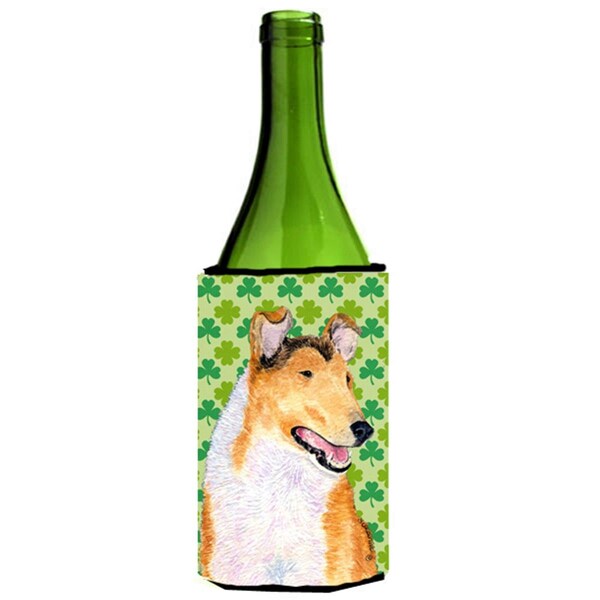 Carolines Treasures Collie Smooth St. Patricks Day Shamrock Portrait Wine bottle sleeve Hugger 24 oz. - SS4401LITERK