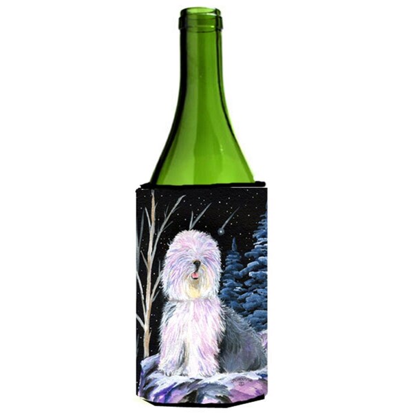 Carolines Treasures Starry Night Old English Sheepdog Wine bottle sleeve Hugger - SS8409LITERK