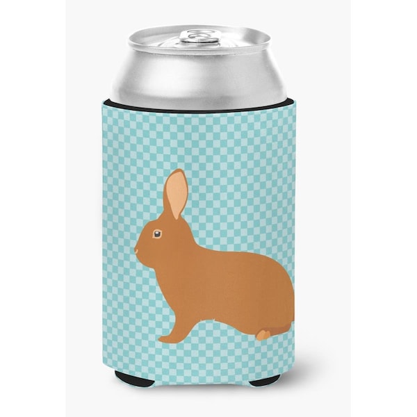 Carolines Treasures Rex Rabbit Blue Check Can or Bottle Hugger - BB8143CC