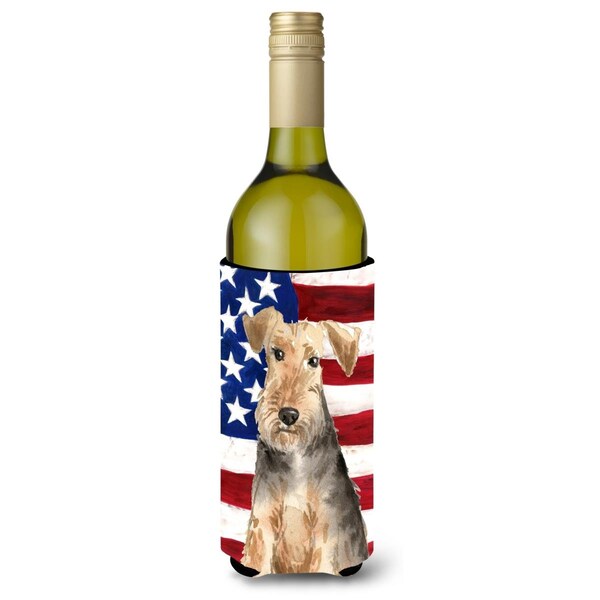 Carolines Treasures Patriotic USA Welsh Terrier Wine Bottle Beverge Insulator Hugger - CK1710LITERK