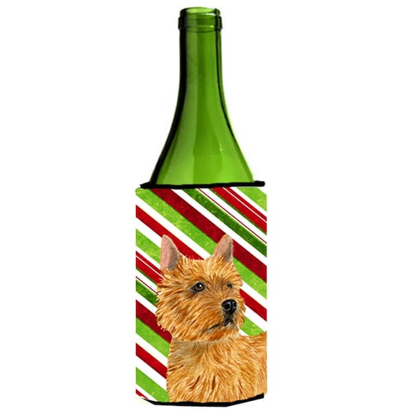 Carolines Treasures Norwich Terrier Candy Cane Holiday Christmas Wine Bottle   Hugger - 24 oz. - SS4568LITERK