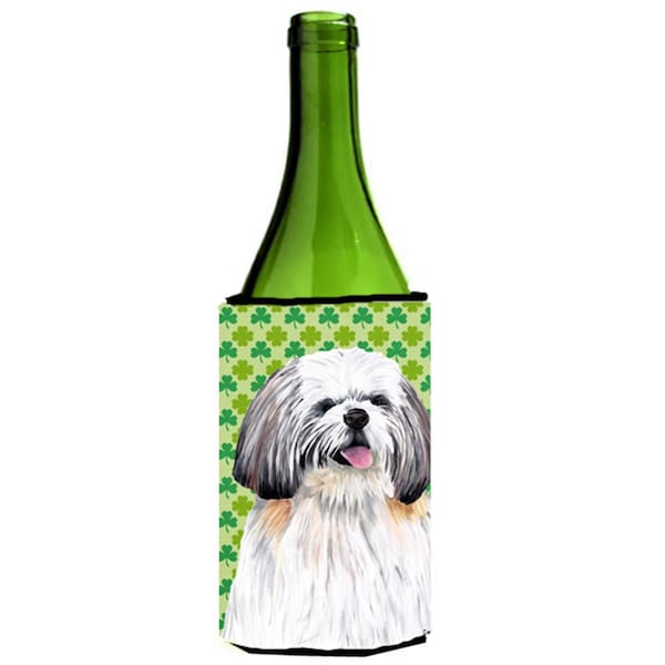 Carolines Treasures Shih Tzu St. Patricks Day Shamrock Portrait Wine bottle sleeve Hugger - 24 oz. - SC9303LITERK