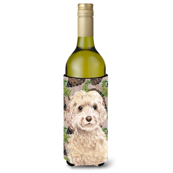 Carolines Treasures Champagne Cockapoo Pine Cones Wine Bottle Beverge Insulator Hugger - BB9585LITERK