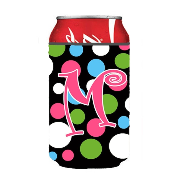 Carolines Treasures Letter M Initial Monogram - Polkadots And Pink Can Or Bottle  Hugger - CJ1038-MCC