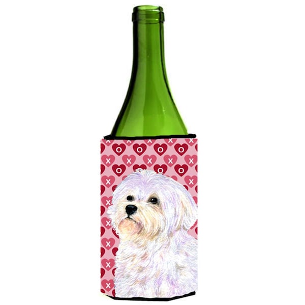Carolines Treasures Maltese Hearts Love And Valentines Day Portrait Wine bottle sleeve Hugger - 24 oz. - SS4481LITERK