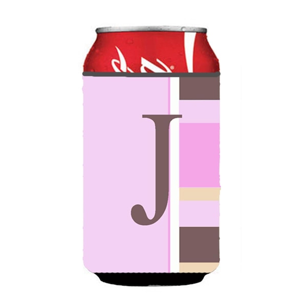 Carolines Treasures Letter J Initial Monogram - Pink Stripes Can or Bottle  Hugger - CJ1005-JCC