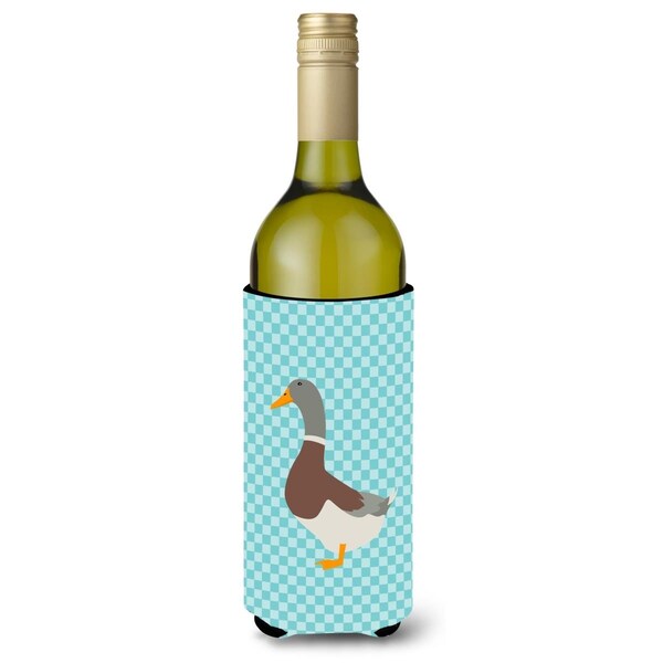 Carolines Treasures Saxony Sachsenente Duck Blue Check Wine Bottle Beverge Insulator Hugger - BB8037LITERK