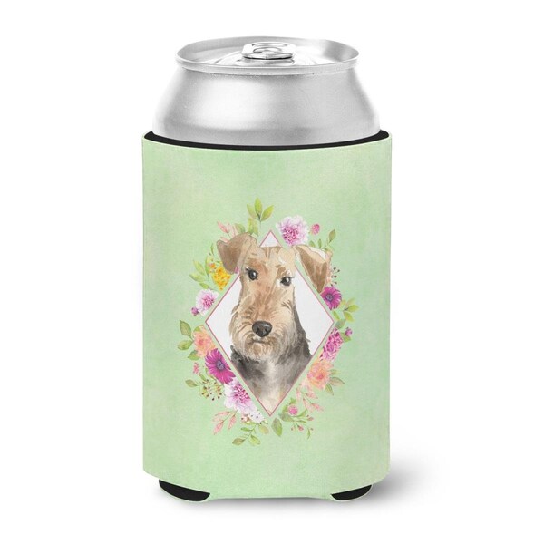 Carolines Treasures Airedale Terrier Green Flowers Can or Bottle Hugger - CK4364CC