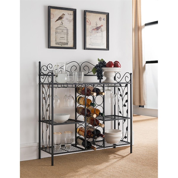 Burenda Blenders 36.5 x 35.5 x 11.5 in. Metal Storage Wine Rack - Black - BU2589262