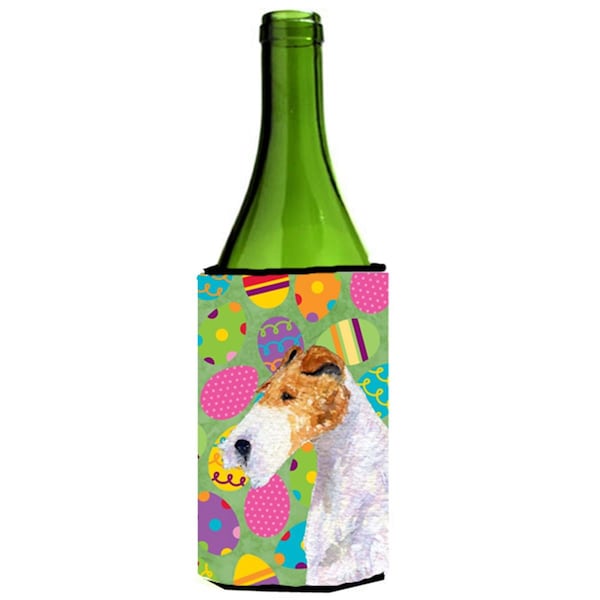 Carolines Treasures Fox Terrier Easter Eggtravaganza Wine bottle sleeve Hugger - 24 oz. - SS4823LITERK