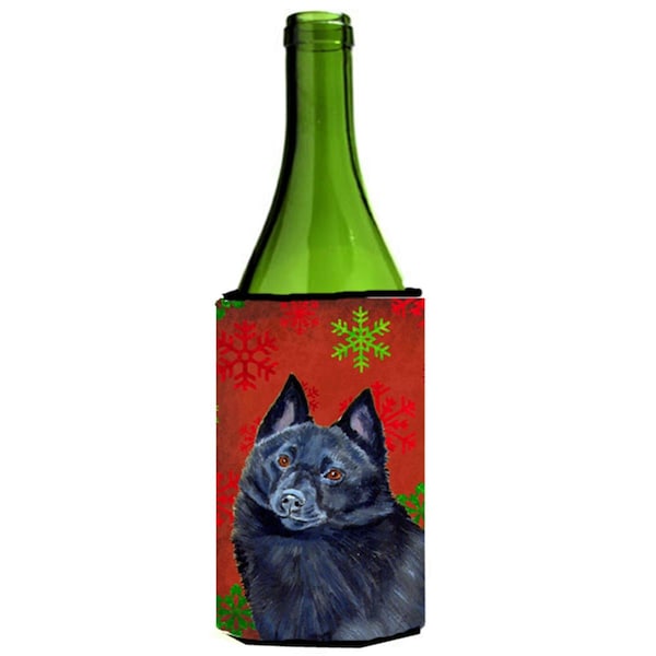 Carolines Treasures Schipperke Red and Green Snowflakes Holiday Christmas Wine Bottle   Hugger - LH9339LITERK