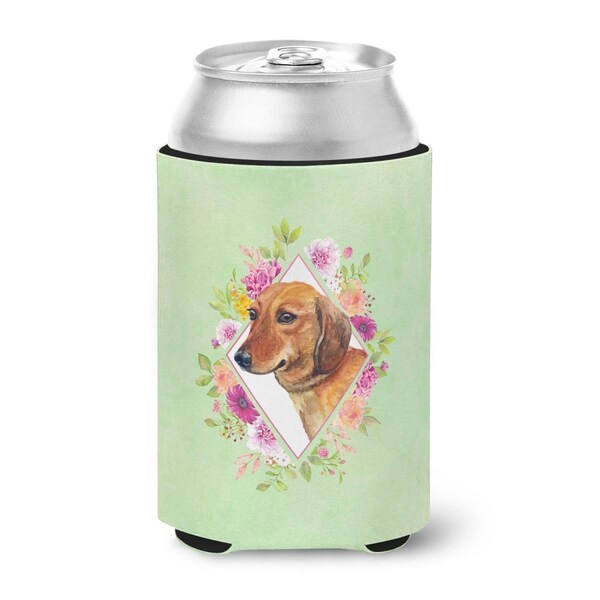 Carolines Treasures Dachshund Red No.1 Green Flowers Can or Bottle Hugger - CK4294CC