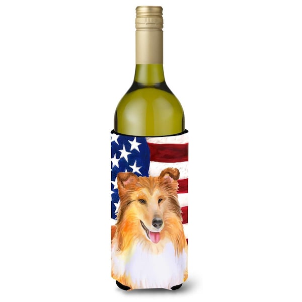 Carolines Treasures Sheltie Patriotic Wine Bottle Beverge Insulator Hugger - BB9720LITERK