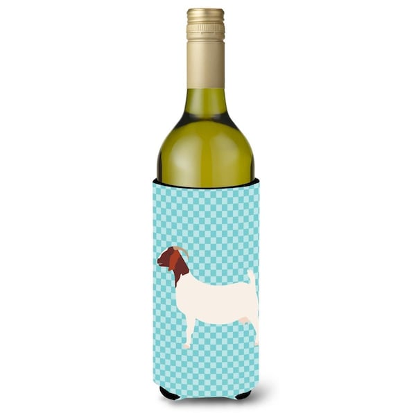 Carolines Treasures Boer Goat Blue Check Wine Bottle Beverge Insulator Hugger - BB8060LITERK