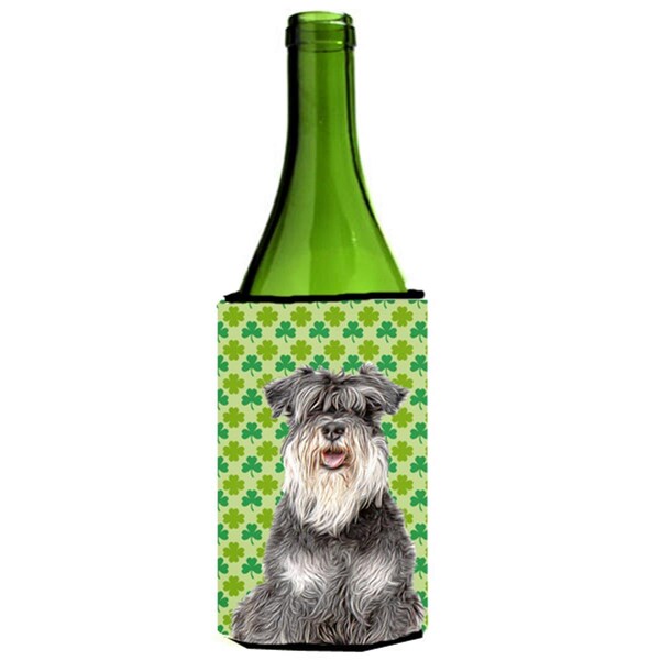 Carolines Treasures St. Patricks Day Shamrock Schnauzer Wine bottle sleeve Hugger - KJ1199LITERK