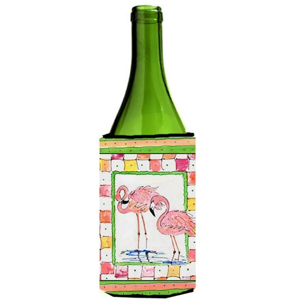 Carolines Treasures Pair Of Pink Flamingos Wine bottle sleeve Hugger - 24 Oz. - 8077LITERK