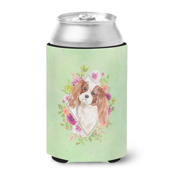 Carolines Treasures Blenheim Cavalier Spaniel Green Flowers Can or Bottle Hugger - CK4408CC