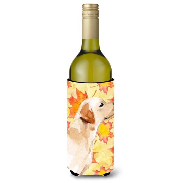 Carolines Treasures Yellow Labrador No 2 Fall Wine Bottle Beverge Insulator Hugger - BB9528LITERK