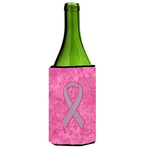 Carolines Treasures Pink Ribbon for Breast Cancer Awareness Wine bottle sleeve Hugger  24 Oz. - AN1205LITERK